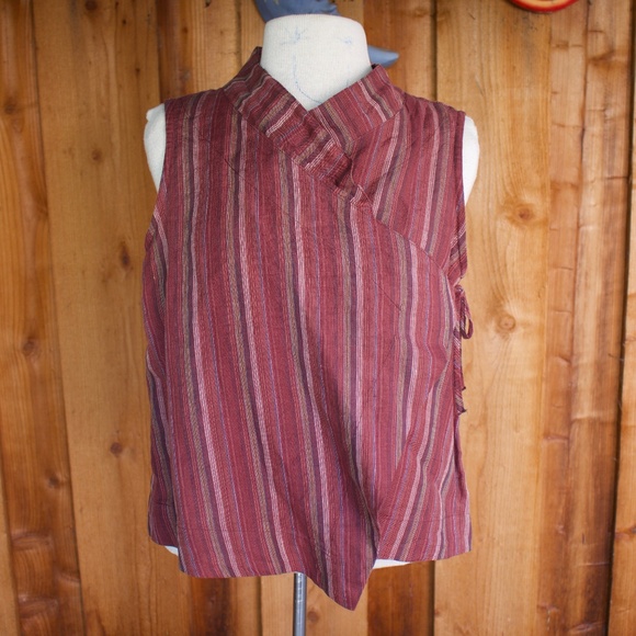 bryn Walker 100% Linen Wrap Style Sleeveless Blouse Made In The USA Size S - Picture 1 of 17
